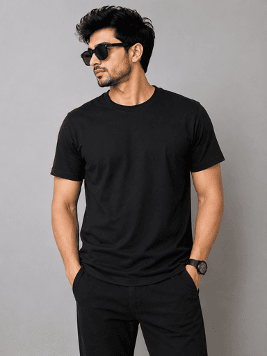 Premium Black Solid Oversized T-Shirt