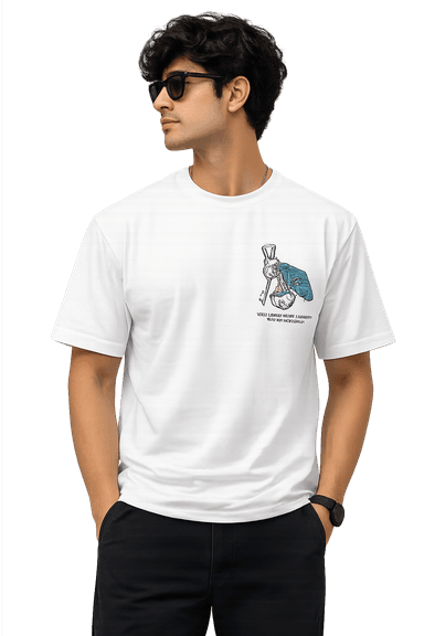 Men's Oversized Graphic Printed Round Neck Half Sleeve Cotton Blend Casual Streetwear T-Shirt
