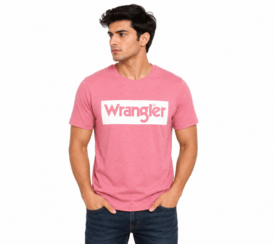 Wrangler Men’s Pink Logo Printed Round Neck T-Shirt