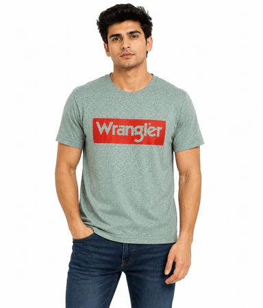 Wrangler Men’s Grey Logo Printed Round Neck T-Shirt