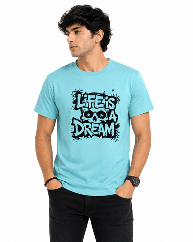 Men’s Aqua Life Is A Dream Printed Round Neck T-Shirt